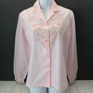 Vintage Lily Floral Embroidered Blouse